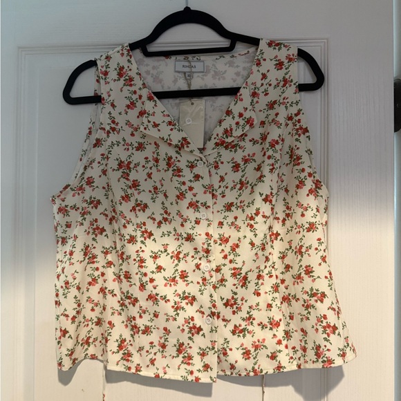 RIHOAS Floral Button-Up Blouse - Cream and Red - Picture 1 of 3